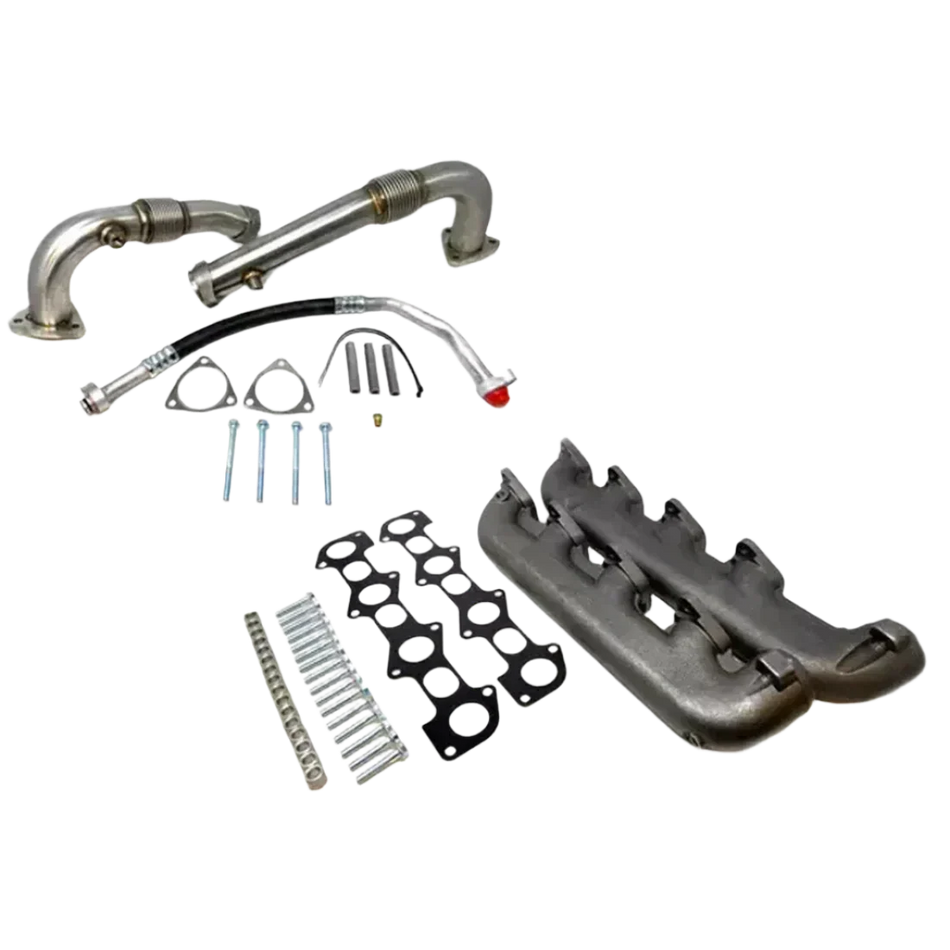 Dieselr High Flow Up Pipe and Exhaust Manifold Kit w/ A/C Line Ford Powerstroke 6.4L (2008-2010)