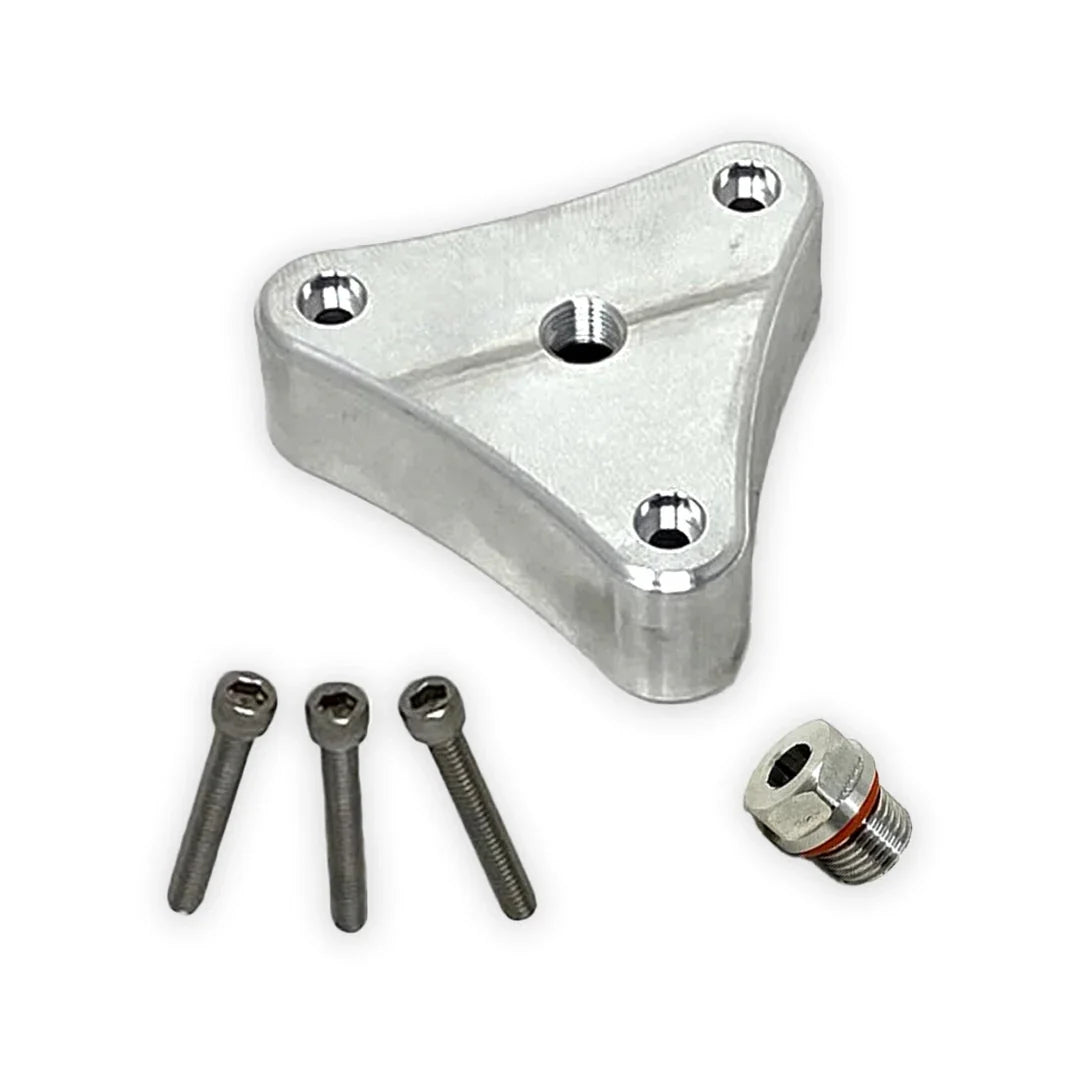 DIESELR billet aluminum fuel primer bulb sealing plate with mounting bolts and plug for 2001-2016 Duramax 6.6L