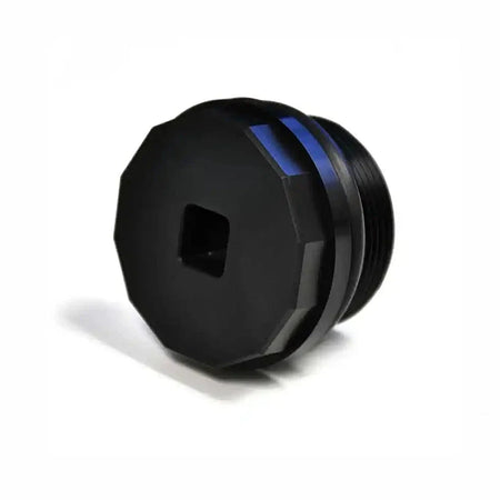 DIESELR black anodized billet Water In Fuel plug with 3/8 inch square ratchet drive for 2001-2016 Duramax 6.6L