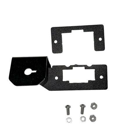 GDP Rotary Switch Bracket 2023-2026 6.7L Ford Powerstroke - main bracket and backing plate shown flat with stainless steel mounting hardware