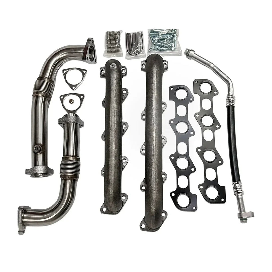 Dieselr High Flow Up Pipe and Exhaust Manifold Kit w/ A/C Line Ford Powerstroke 6.4L (2008-2010)
