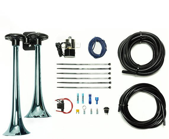 HP10073 Basic Dual Air Horn For Onboard Air Cast Zinc Alloy/Stainless Steel Chrome Pacbrake