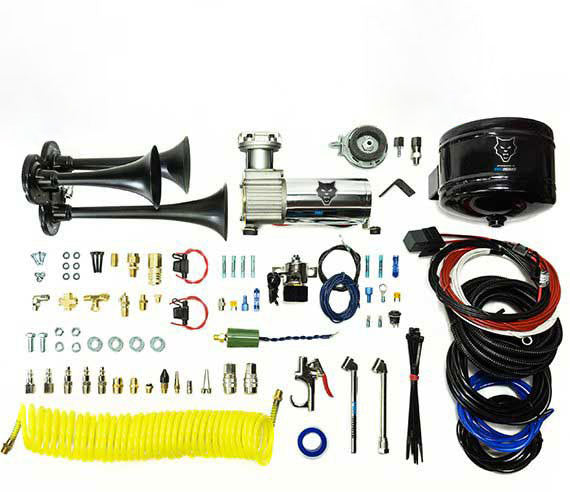 HP10237 Premium Trio Air Horn With Air Horn (HP10235) And Onboard Air (HP10163) Matte Black Pacbrake