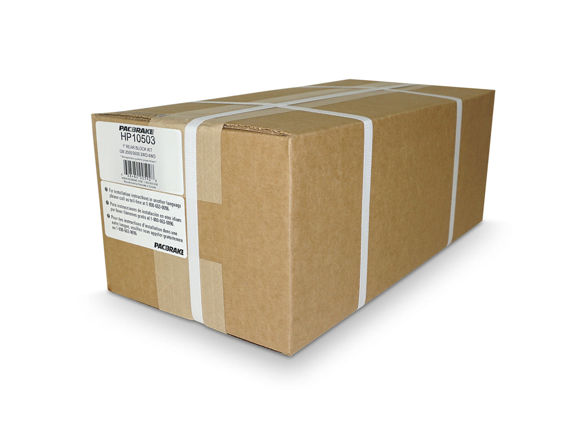 HP10503 1.0" Rear Block Kit For 2011-2025 GM 2500HD/3500HD (2WD/4WD) SRW 8-Lug W/ AUX Springs Pacbrake