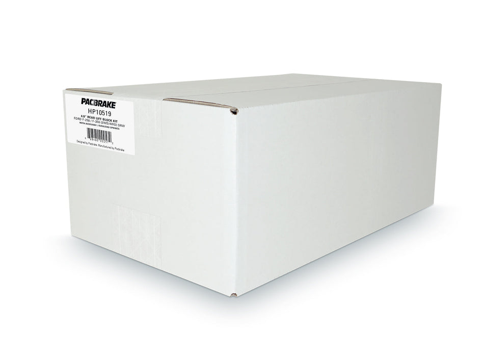 HP10519 4.0" REAR BLOCK KIT FOR 2011-2025 FORD F-250/F-350 (2WD/4WD) SRW WITH AUX SPRINGS Pacbrake