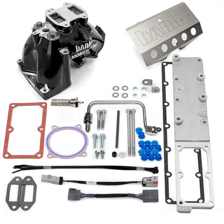 Monster-Ram Intake kit parts - billet grid heater plate, gaskets, hardware and wiring harness, Black Powdercoat
