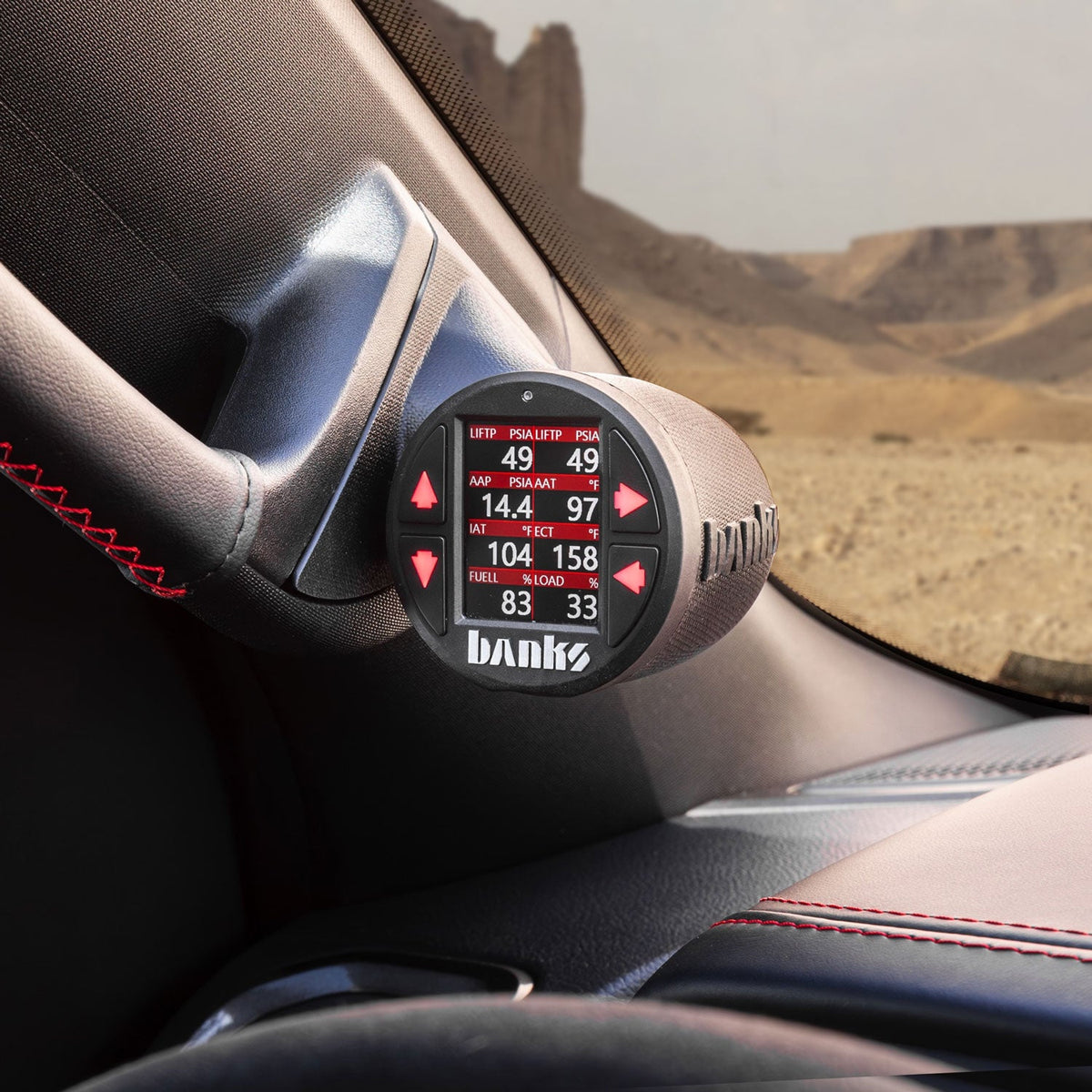Banks iDash Pro in RAM TRX in the desert